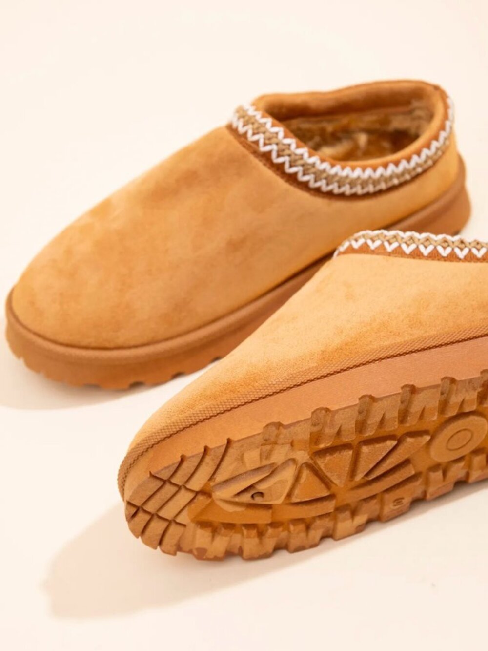 Cozy Clogs Camel Suede-Look Slippers with Chunky Sole